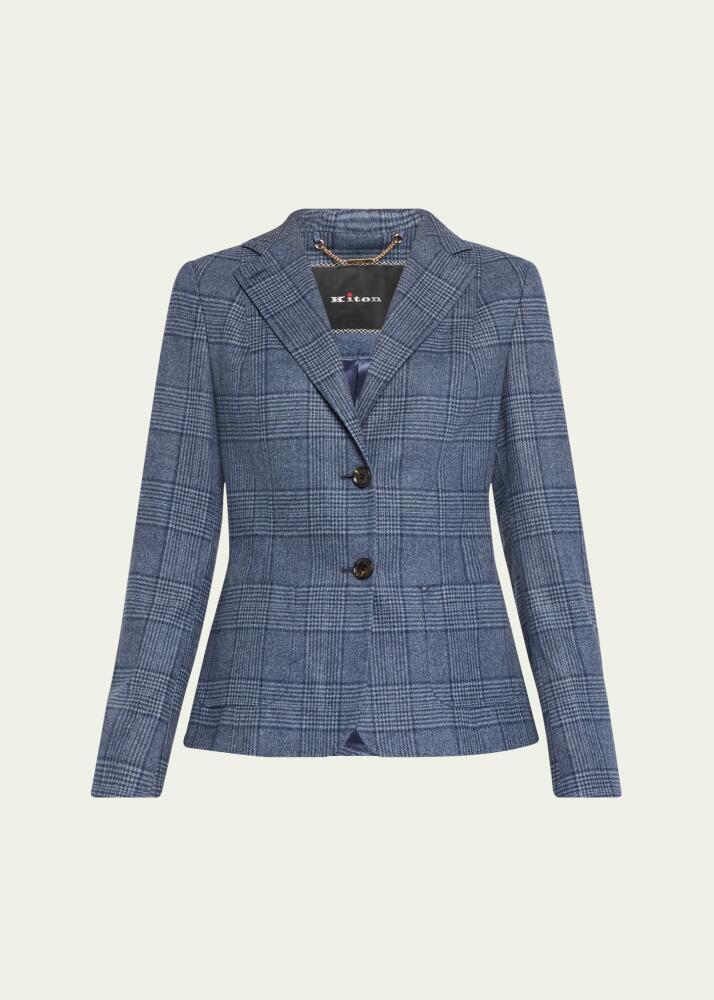 Kiton Single-Breasted Houndstooth Plaid Blazer Cover