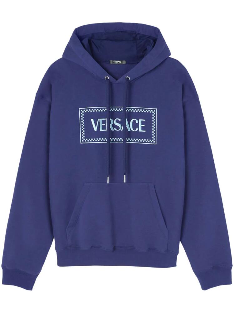 Versace 90s Vintage logo-embroidered hoodie - Blue Cover