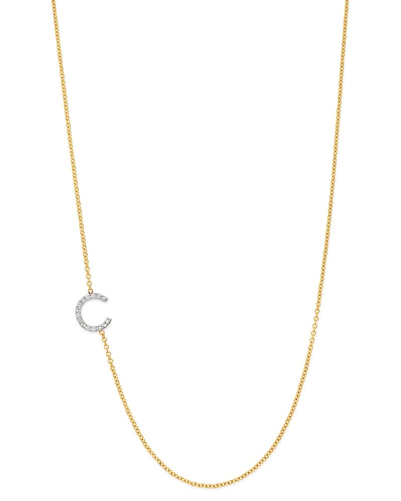 Zoe Lev 14K Yellow Gold Diamond Asymmetric Initial Necklace, 18 Cover