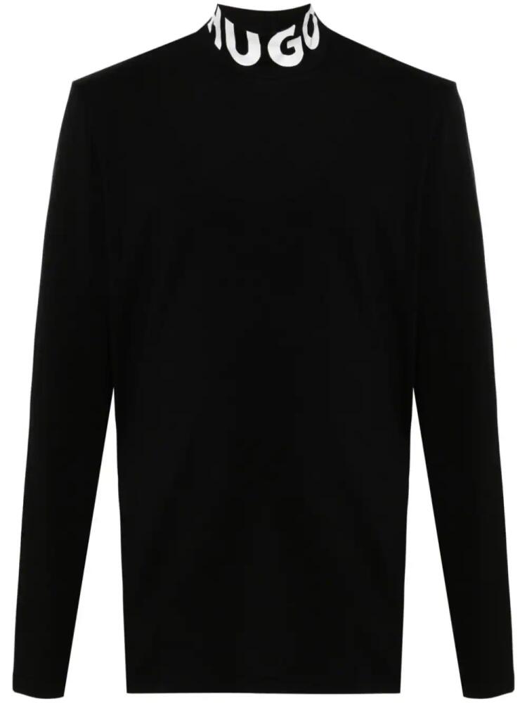 HUGO logo-print roll-neck sweatshirt - Black Cover