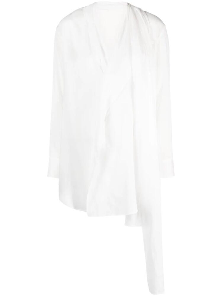 Yohji Yamamoto asymmetric long-sleeve blouse - White Cover