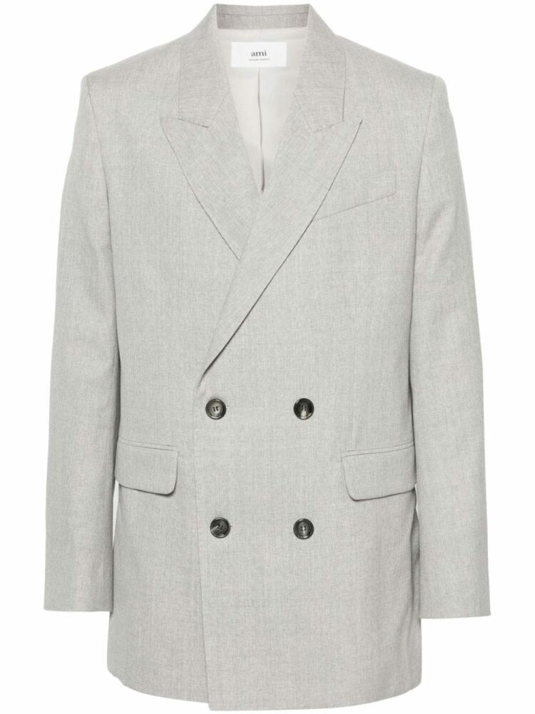 AMI Paris double-breasted virgin wool blazers - Grey Cover