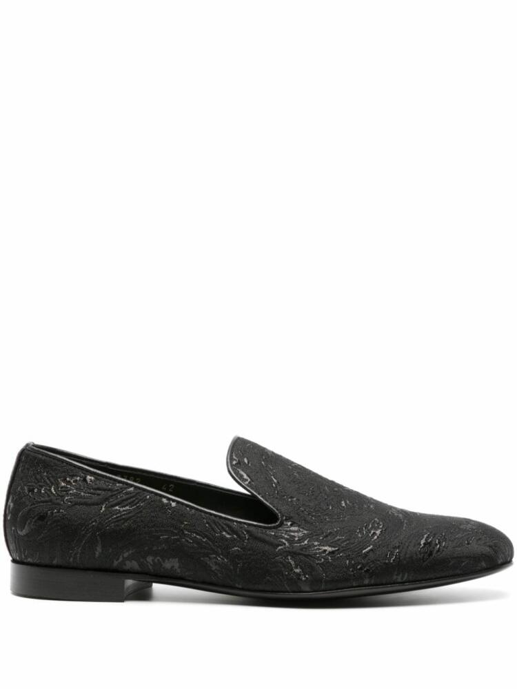 Versace Barocco jacquard leather slippers - Black Cover