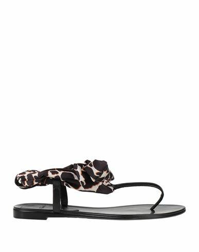 Alexandre Birman Woman Thong sandal Black Soft Leather, Textile fibers Cover