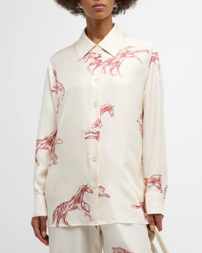 Rohe Long-Sleeve Silk Ballpoint Horse Shirt Cover