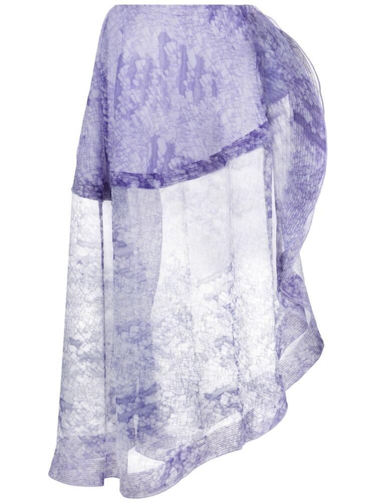 Victoria Beckham printed semi-sheer midi skirt - Purple Cover