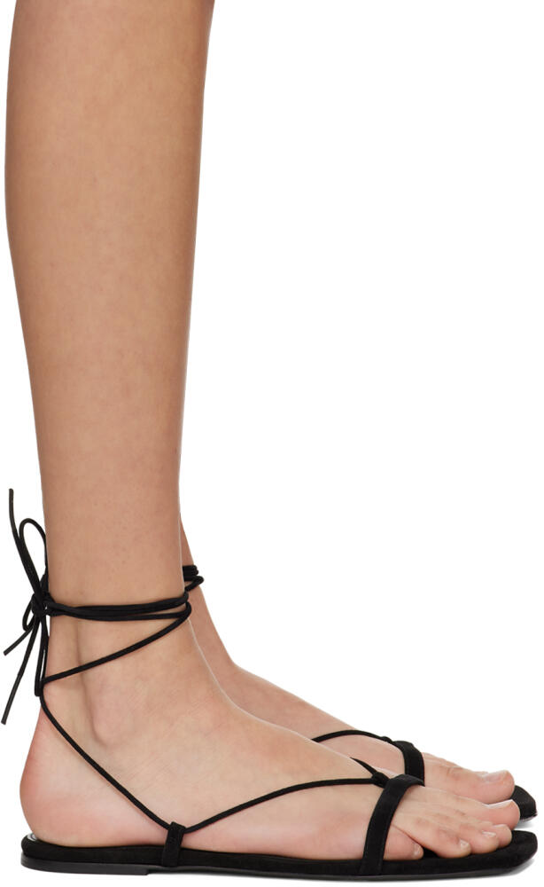 TOTEME Black 'The Suede Tie' Sandals Cover