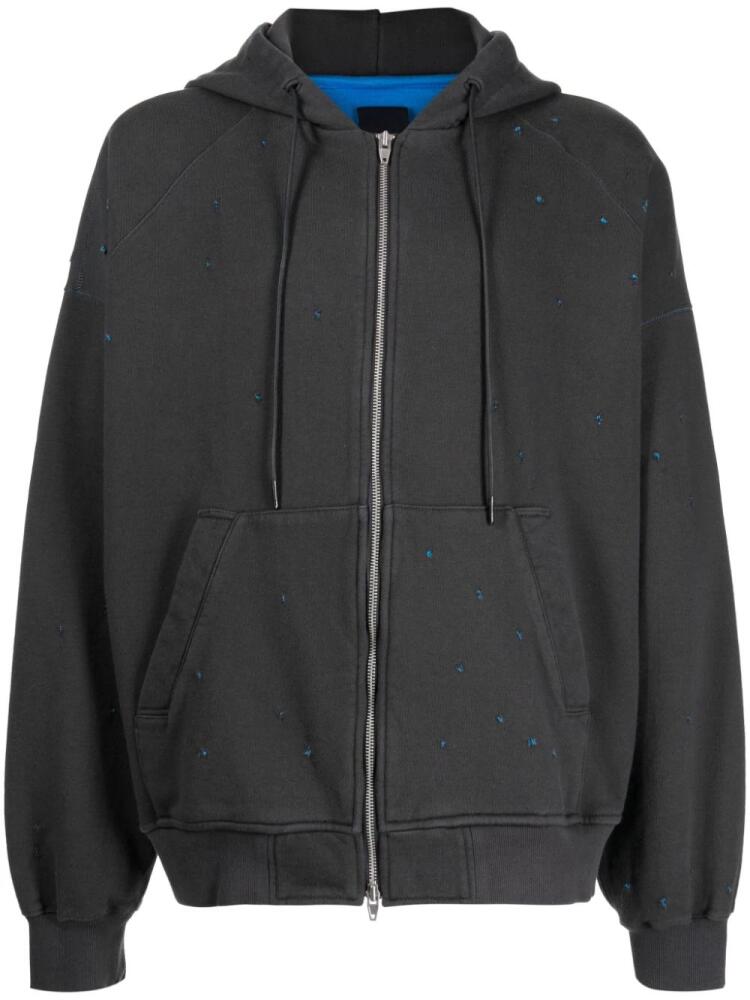 Juun.J paint-splatter hooded jacket - Grey Cover