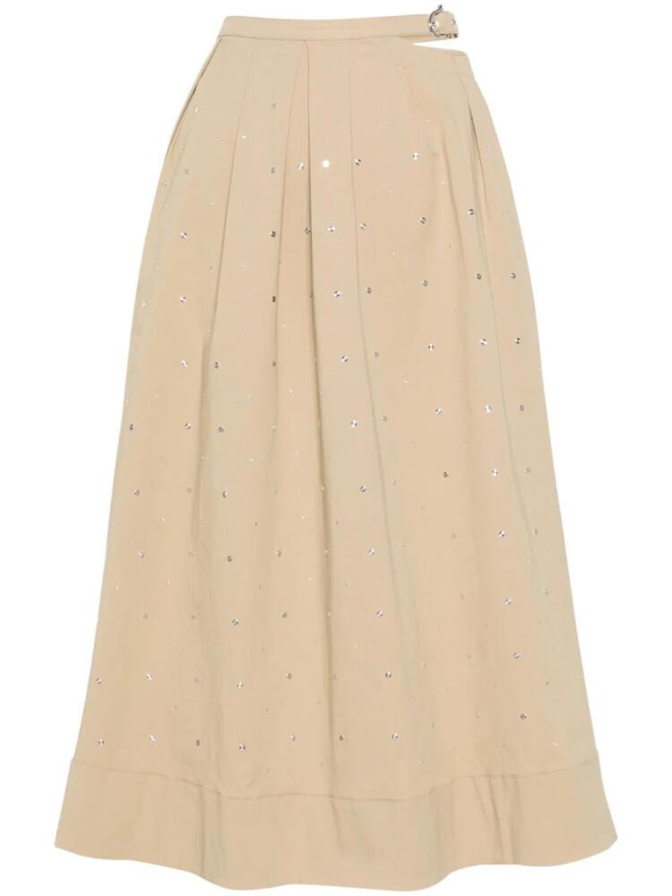 Maje stud-embellished midi skirt - Neutrals Cover