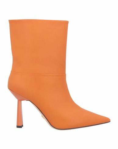 Lola Cruz Woman Ankle boots Orange Soft Leather Cover