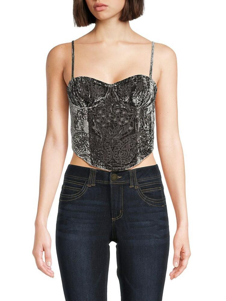 Hemant & Nandita Women's Paisley Velvet Corset - Grey Cover