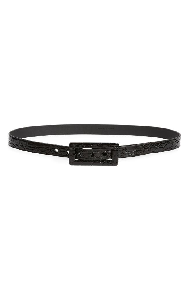 Saint Laurent Croc Embossed Leather Belt in Nero Cover