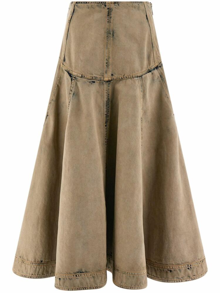 Ferragamo bleach-wash denim midi skirt - Green Cover