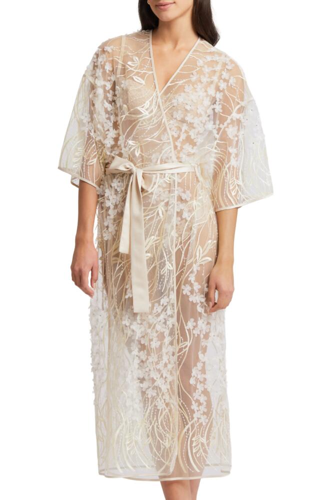 Rya Collection Kiss Flower Appliqué Robe in Champagne Cover