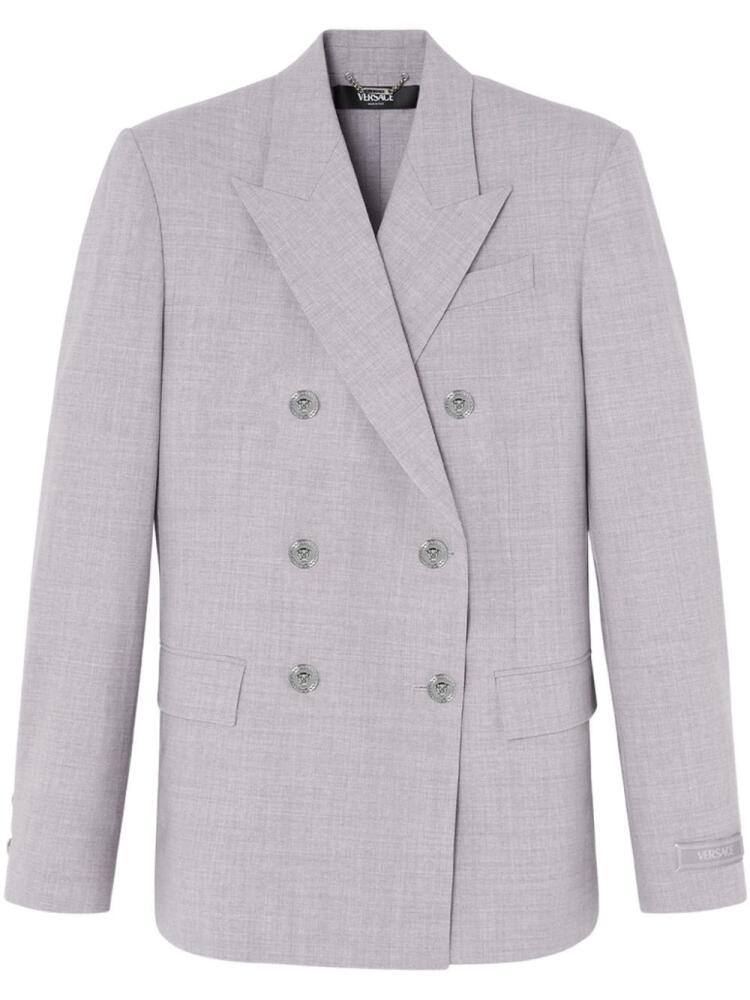 Versace double-breasted chambray blazer - Grey Cover