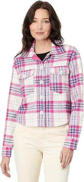 KUT from the Kloth Lora - Crop Shirt Jacket w/ Flap Pockets (Purple/Pink/Ivory) Women's Clothing Cover