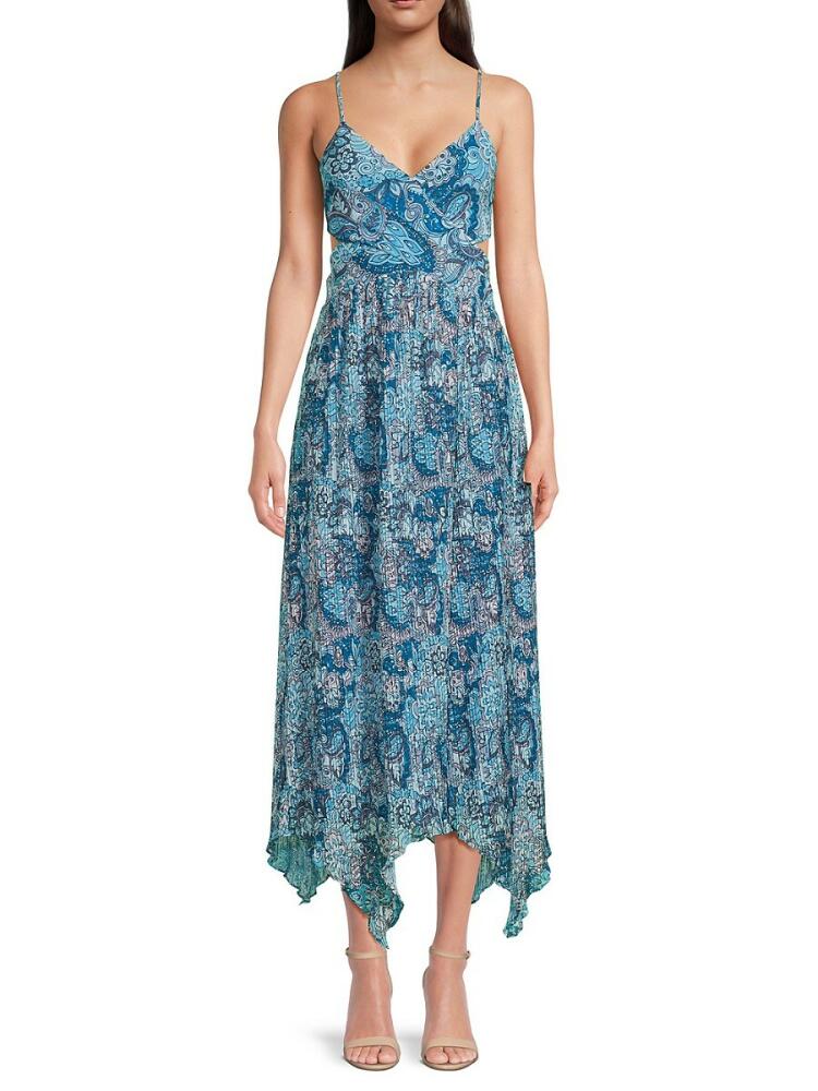 Ramy Brook Women's Moor Asymmteric Floral Maxi Dress - Blue Multi Cover