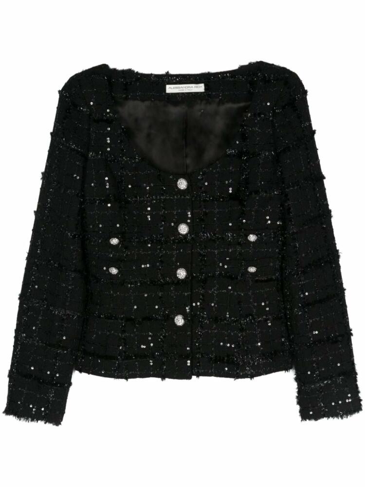 Alessandra Rich sequin-embellished tweed jacket - Black Cover