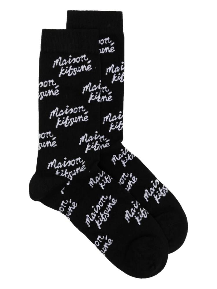 Maison Kitsuné monogram knit socks - Black Cover