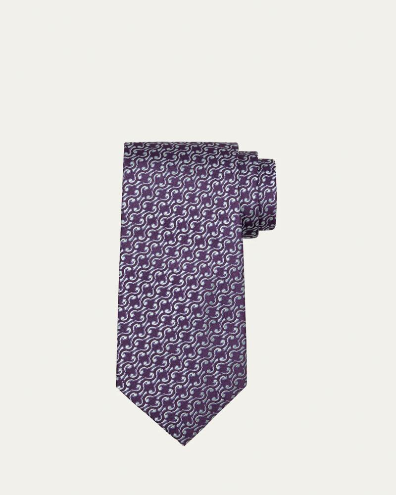 Charvet Men's Swirl Line Woven Silk Tie Cover