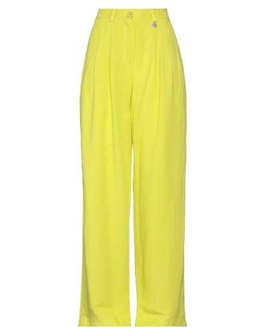 Berna Woman Pants Acid green Viscose, Linen Cover