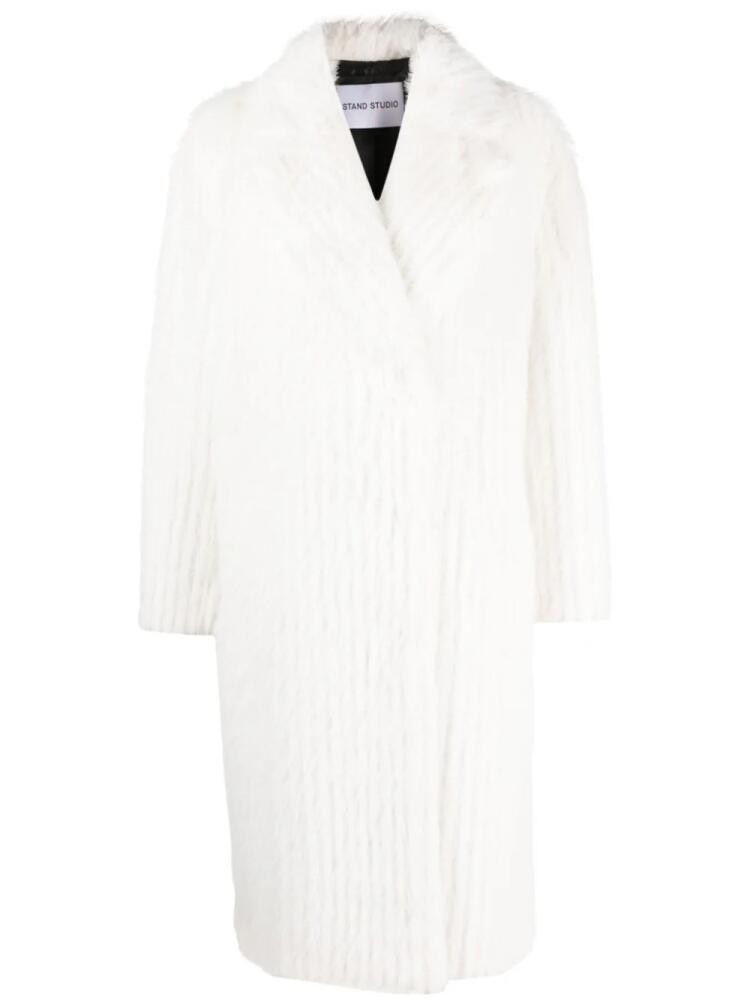 STAND STUDIO Genevieve double-breasted faux-fur coat - White Cover