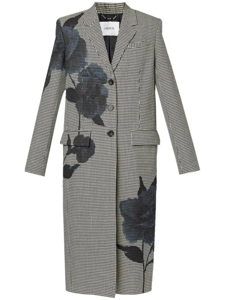 ERDEM houndstooth-pattern overprinted coat - Blue Cover