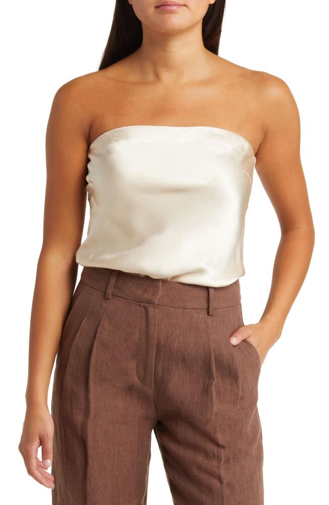 Sophie Rue Riviera Strapless Satin Top in Taupe Cover