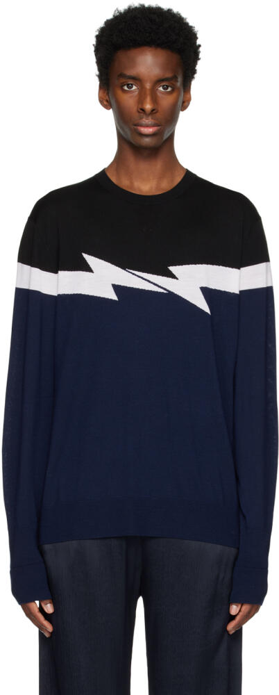 Neil Barrett Navy Horizontal Bolt Sweater Cover