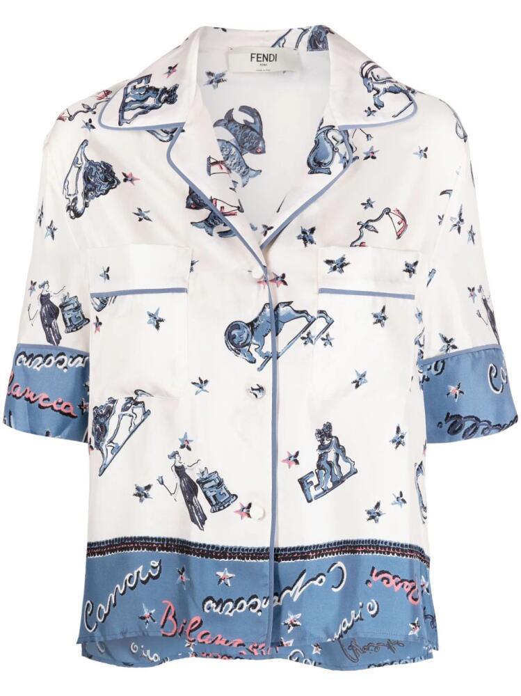 FENDI Astrology-print silk shirt - White Cover