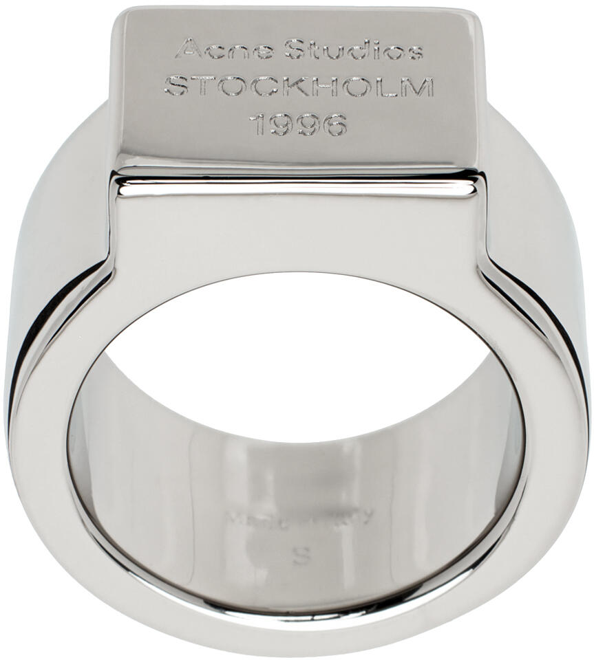 Acne Studios Silver Logo Engraved Ring Cover