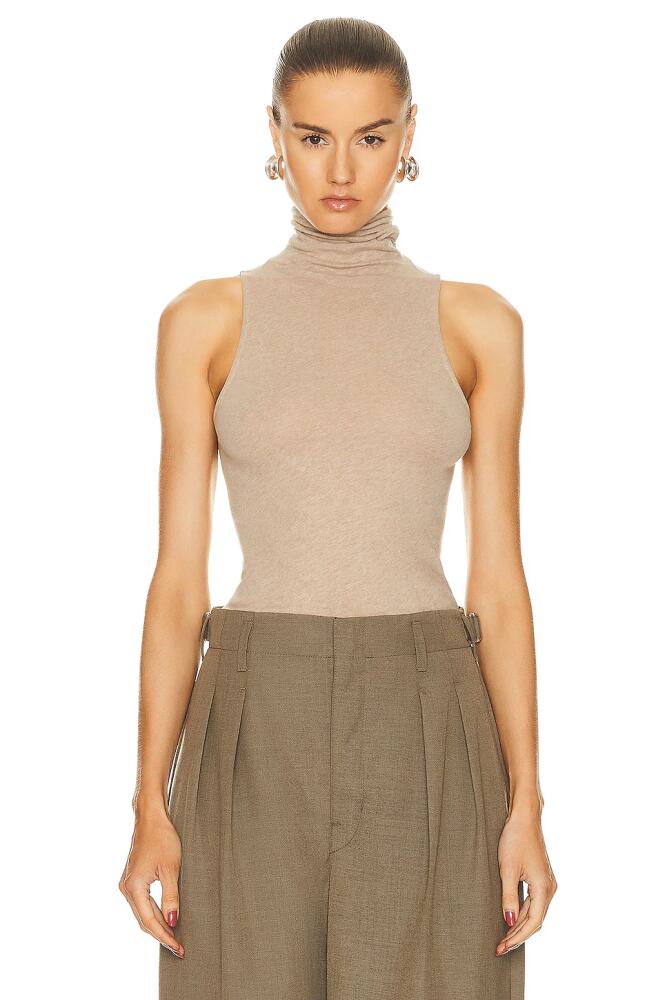 Enza Costa Cashmere Halter Turtleneck Top in Beige Cover