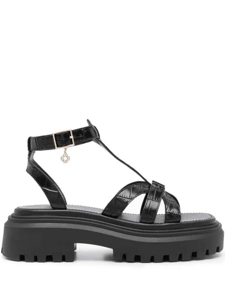 Maje logo-plaque leather sandals - Black Cover