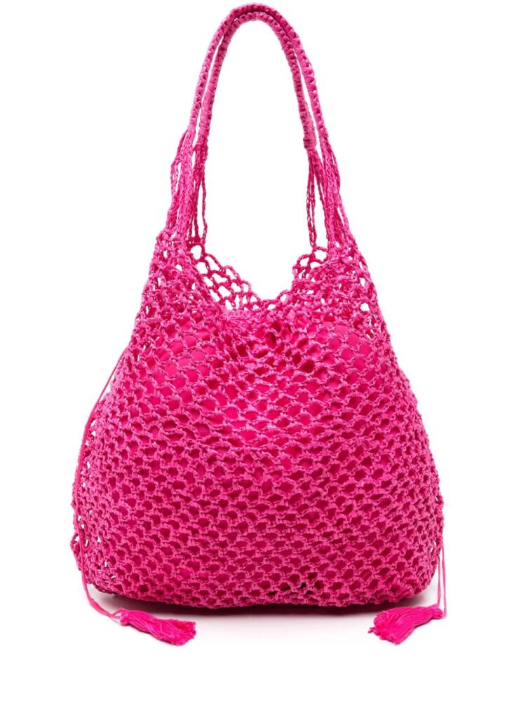 P.A.R.O.S.H. knotted raffia tote bag - Pink Cover