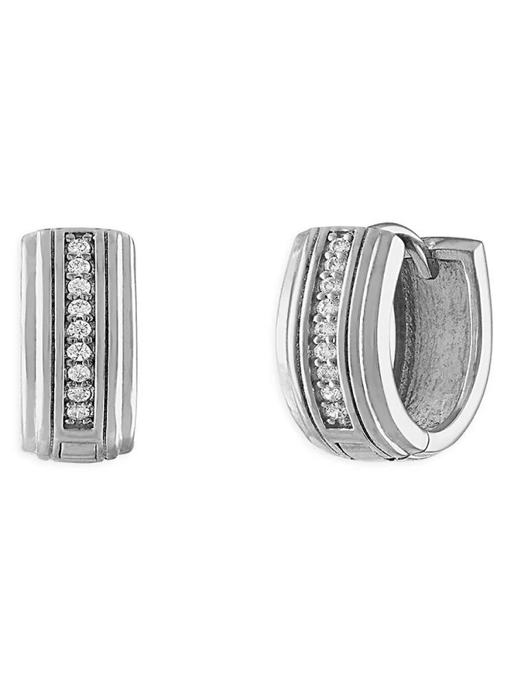 Esquire Men's Sterling Silver & 0.1 TCW Diamond Huggie Earrings Cover