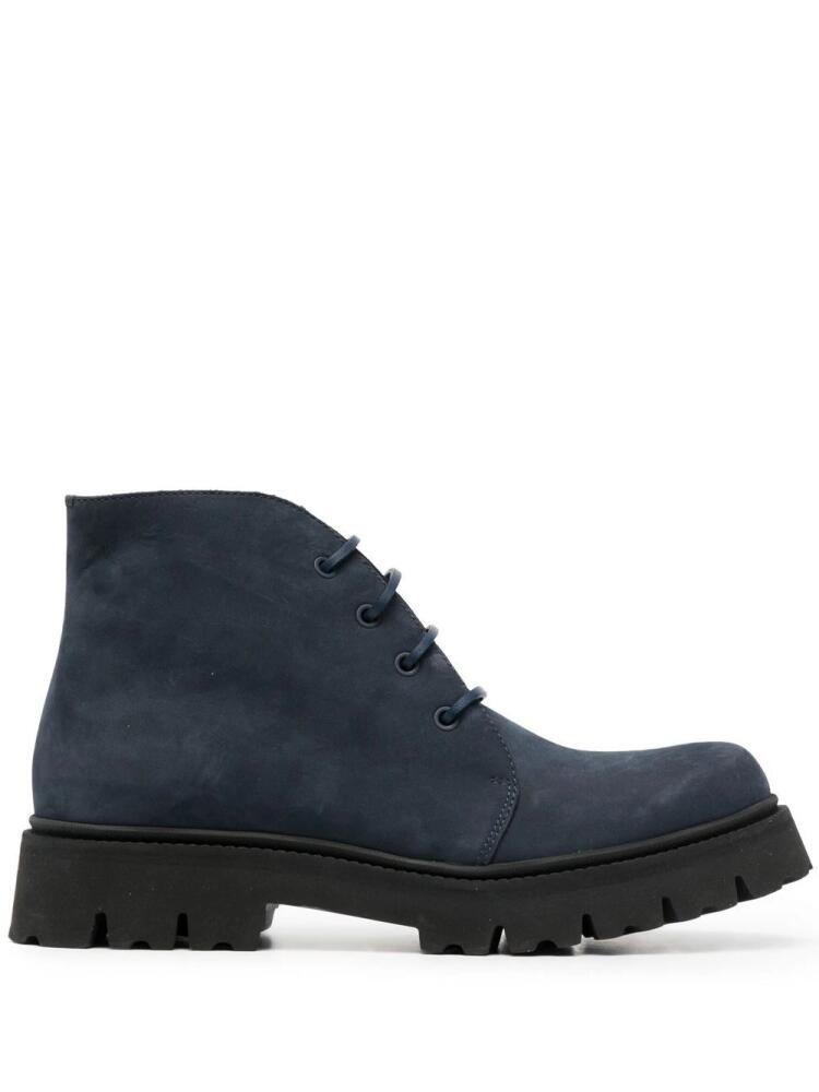 Emporio Armani lace-up leather ankle boots - Blue Cover