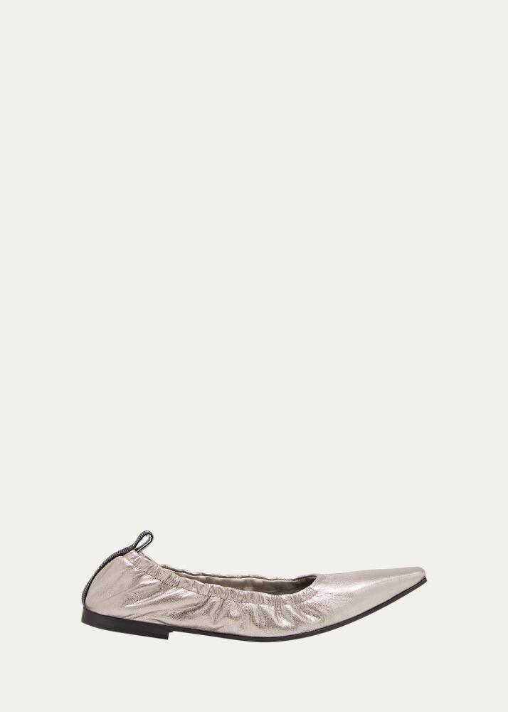 Brunello Cucinelli Metallic Point-Toe Ballerina Flats Cover