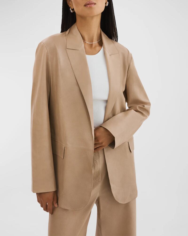 LaMarque Quirina Relaxed-Fit Open-Front Leather Blazer Cover