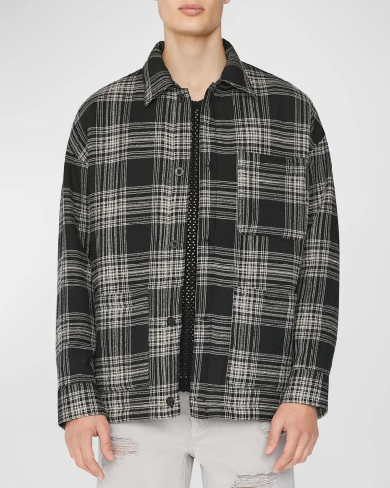 FRAME Men's Soft Padded Check Overshirt Cover