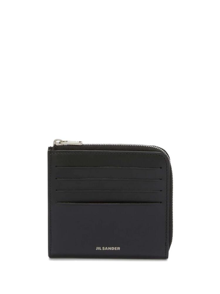 Jil Sander logo-embossed leather card slot wallet - Black Cover