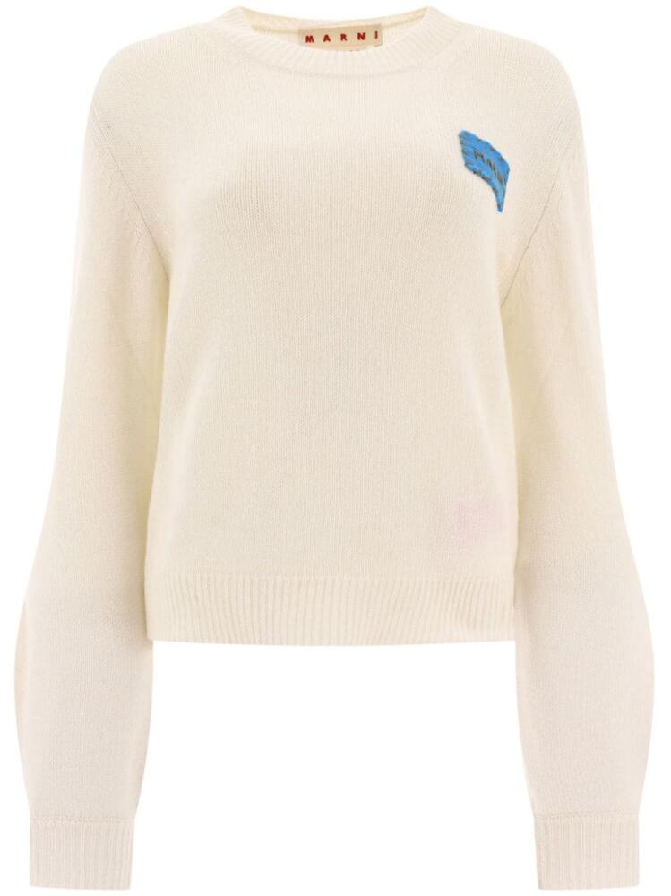 Marni logo-appliqué cashmere jumper - Neutrals Cover