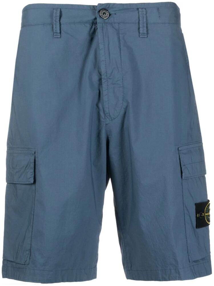 Stone Island Compass-patch cargo shorts - Blue Cover