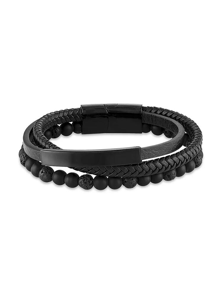 Esquire Men's Stainless Steel & Onyx Beaded Bracelet Cover