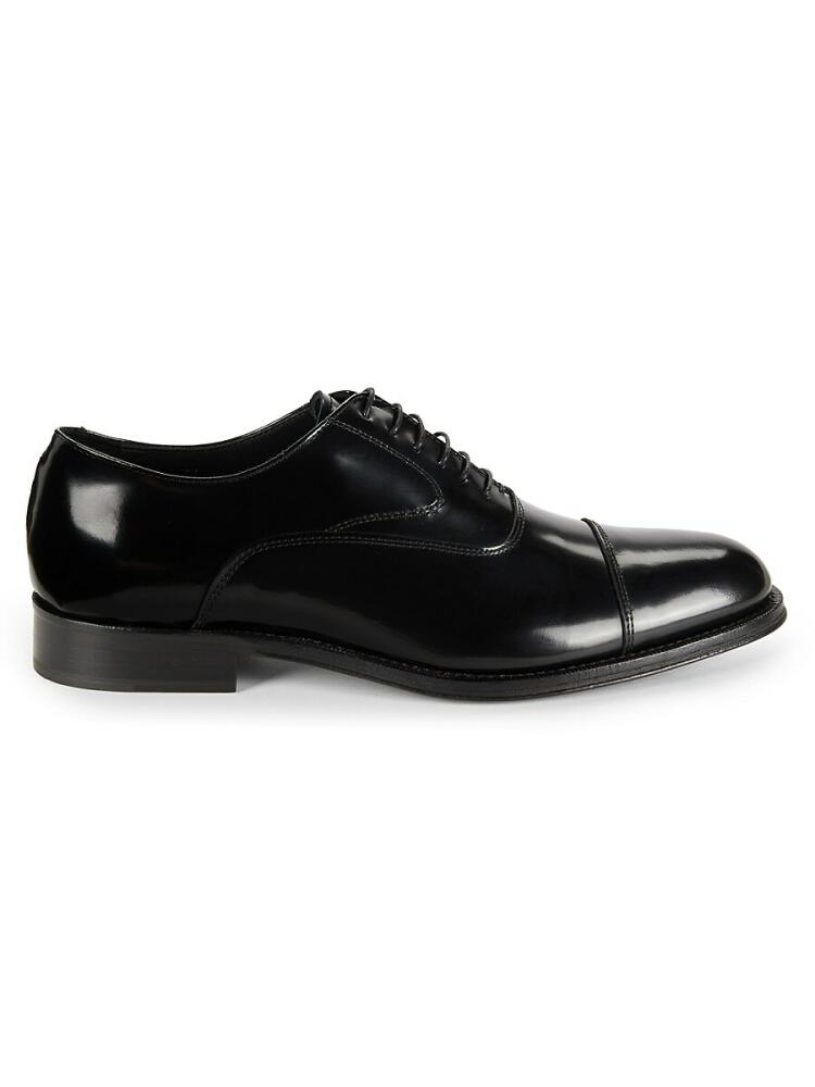 Saks Fifth Avenue Men's Cap Toe Leather Oxford Shoes - Black Cover