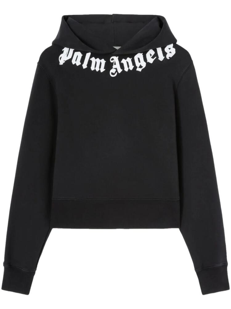 Palm Angels logo-print cotton hoodie - Black Cover