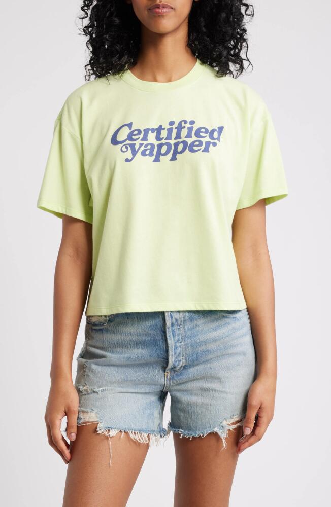 Vinyl Icons Certified Yapper Crop Graphic T-Shirt in Lime Cover