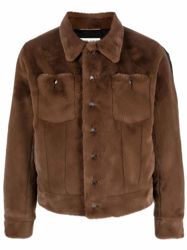 Saint Laurent faux-fur denim jacket - Brown Cover