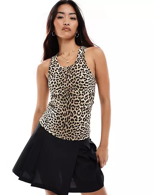 Stradivarius STR tank top in leopard print-Multi Cover