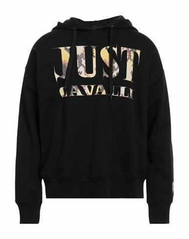 Just Cavalli Man Sweatshirt Black Cotton, Elastane Cover