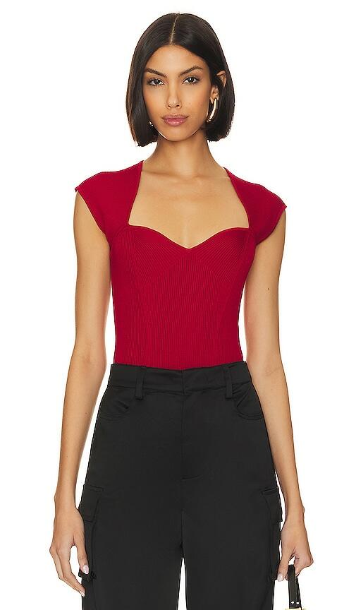 SIMKHAI Barbara Sweetheart Bodysuit in Red Cover